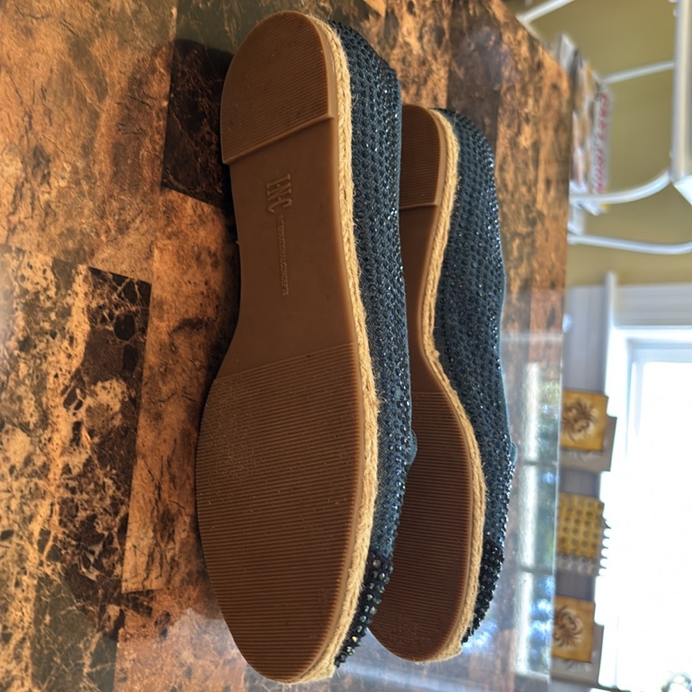 INC International Concepts Blue and Black Flats - Picture 2 of 6